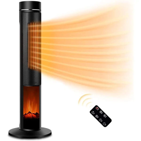 Tower 2000W Fast Heating Fan Winter Warmer Overheat Electric Room Heater Fireplace Flame Effect Household Room Heater PTC Ceramic Heating