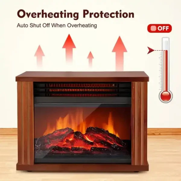 Electric PTC Heater 3D Real Wood Burning Effect Insert Fireplace Stove with overheat protection - Image 2