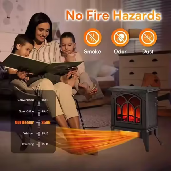 Heating Set Tip over protection 3D Real Log Burning Portable Electric Fireplace Stove Household Heater - Image 3