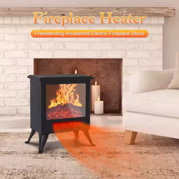 Freestanding Portable Room Heaters Electric Fireplace Stove Modern Electric Room Heater with Real Flame Effect - Image 2