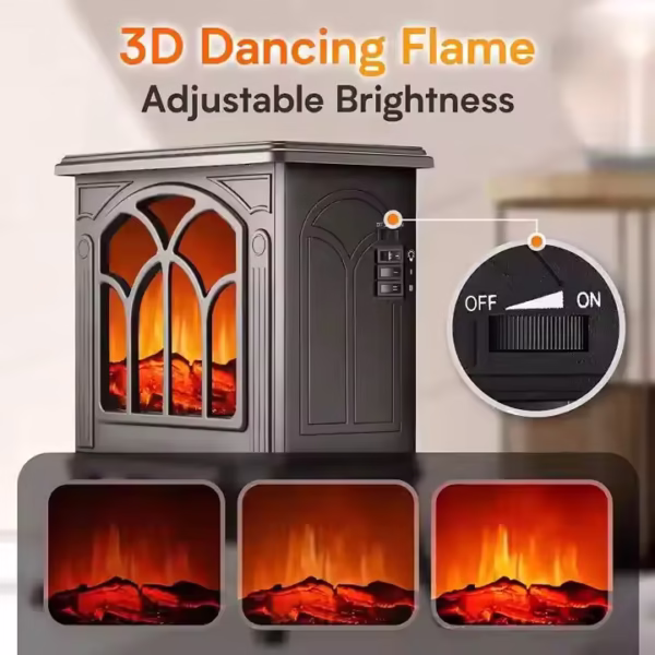 Heating Set Tip over protection 3D Real Log Burning Portable Electric Fireplace Stove Household Heater - Image 4