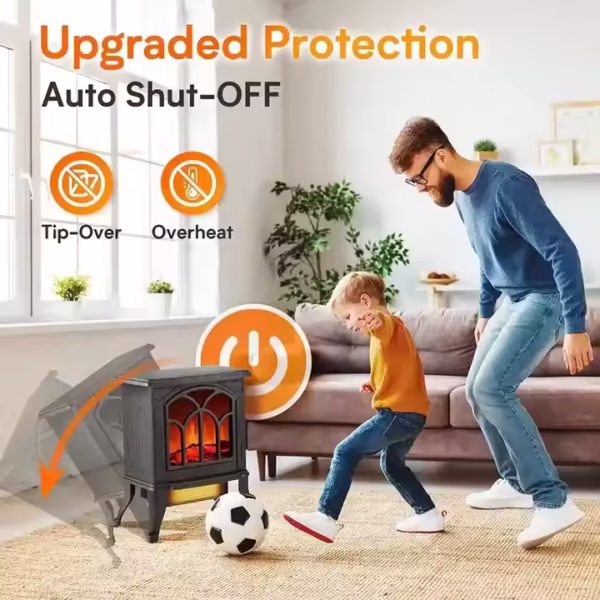 Heating Set Tip over protection 3D Real Log Burning Portable Electric Fireplace Stove Household Heater - Image 5