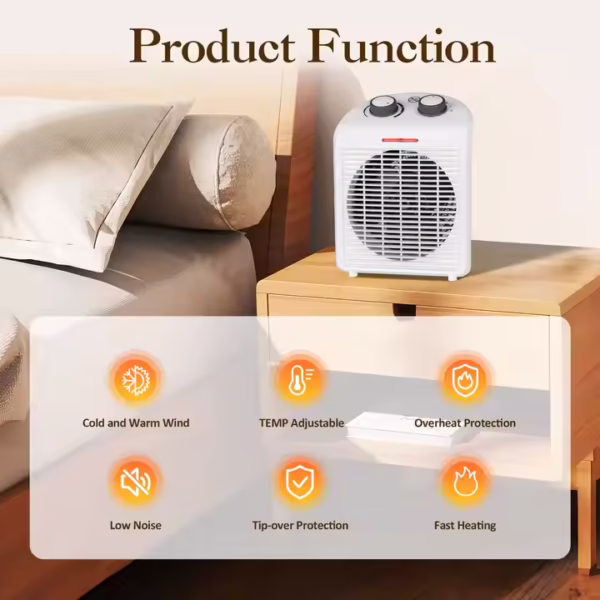 Desktop Electric Room Space Fan Heaters 2000W Cold and Hot Office Low Noise Bedroom Fan Heater - Image 5