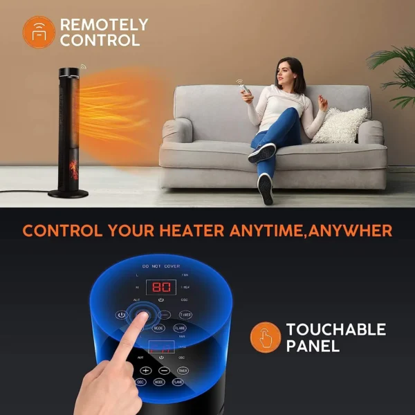 Tower 2000W Fast Heating Fan Winter Warmer Overheat Electric Room Heater Fireplace Flame Effect Household Room Heater PTC Ceramic Heating - Image 4